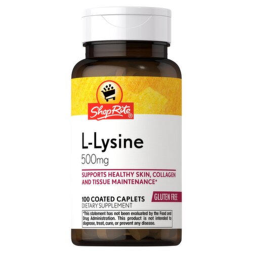 ShopRite L-Lysine Hydrochloride Dietary Supplement, 500 mg, 100 count