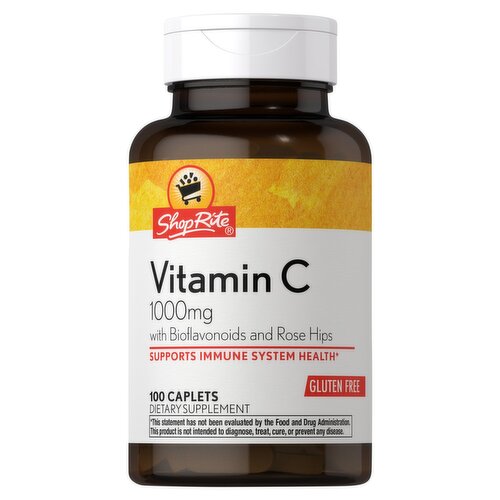 ShopRite Vitamin C with Bioflavonoids and Rose Hips Dietary Supplement, 1000 mg, 100 count