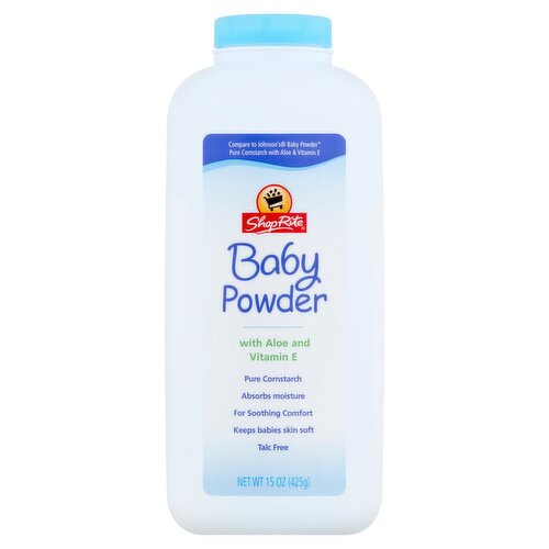 ShopRite Baby Powder with Aloe and Vitamin E, 15 oz