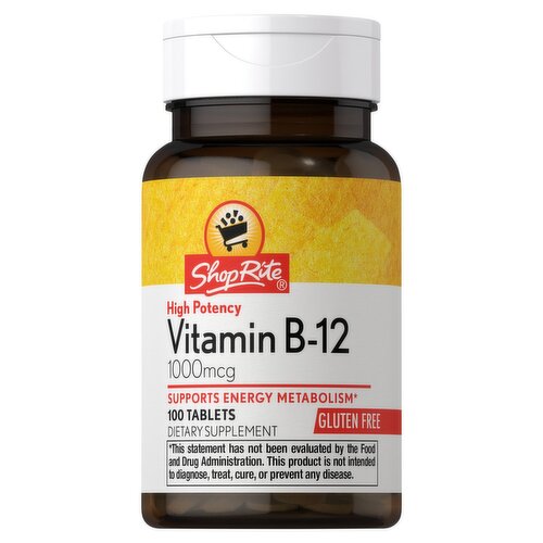 ShopRite High Potency Vitamin B-12 Dietary Supplement, 1000 mcg, 100 count