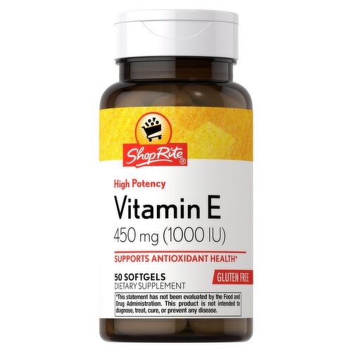 ShopRite High Potency Vitamin E Dietary Supplement, 450 mg (1000 IU), 50 count