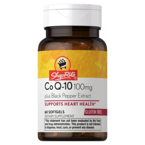 ShopRite Co Q-10 Plus Black Pepper Extract Dietary Supplement, 100mg, 60 count