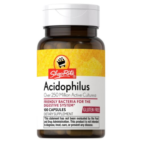 ShopRite Acidophilus Gluten Free Capsules Dietary Supplement, 100 count
