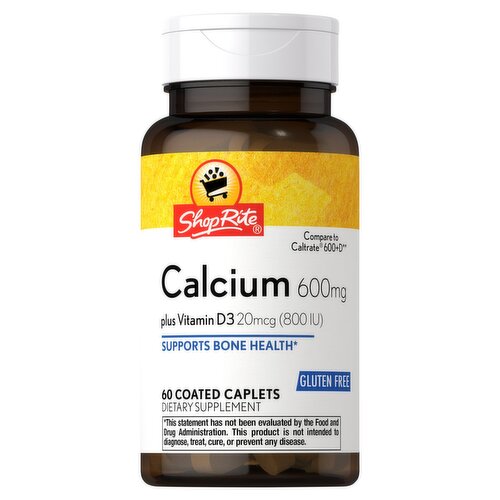 ShopRite Calcium Plus Vitamin D3 Dietary Supplement, 60 count