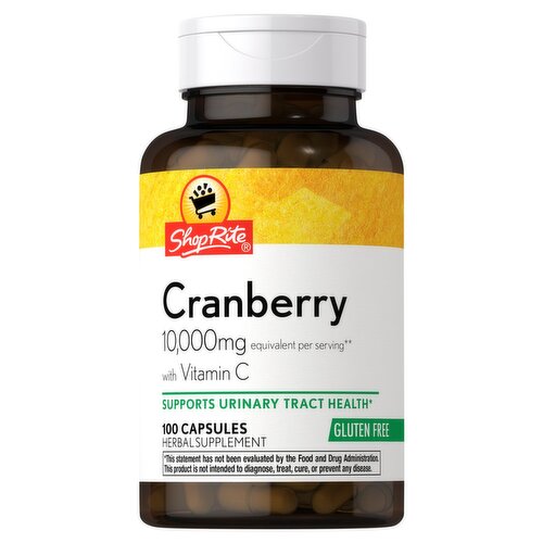 ShopRite Cranberry with Vitamin C Herbal Supplement, 5000 mg, 100 count