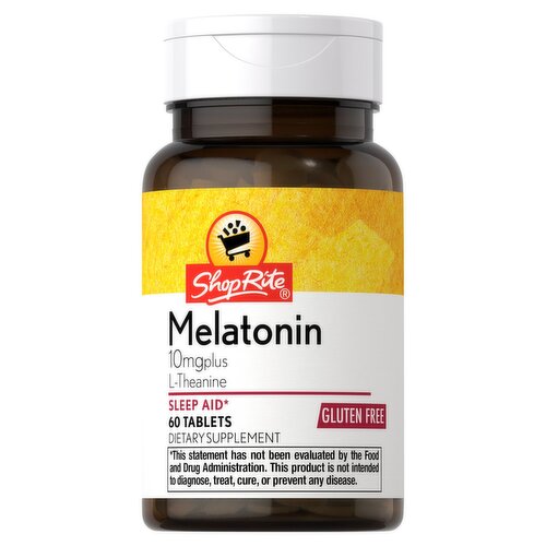ShopRite Melatonin Plus L-Theanine Dietary Supplement, 10mg, 60 count