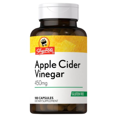 ShopRite Apple Cider Vinegar Dietary Supplement, 450 mg, 100 count