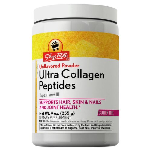 ShopRite Unflavored Powder Ultra Collagen Peptides Dietary Supplement, 9 oz