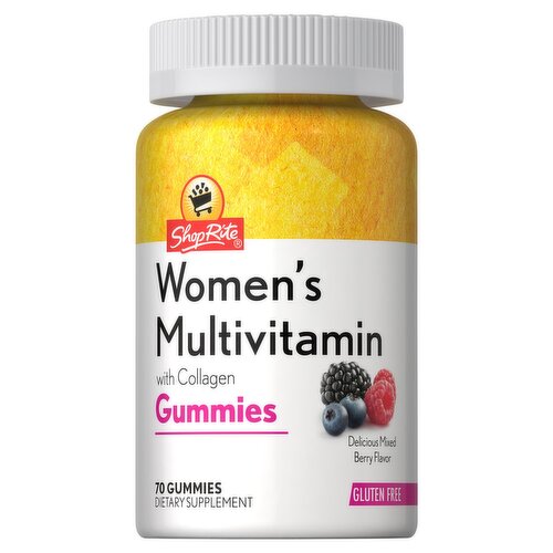 ShopRite Mixed Berry Flavor Women's Multivitamin with Collagen Dietary Supplement, 70 count