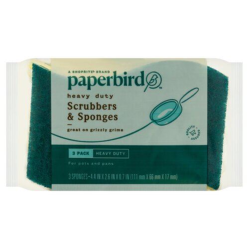 Paperbird Heavy Duty Scrubbers & Sponges, 3 count