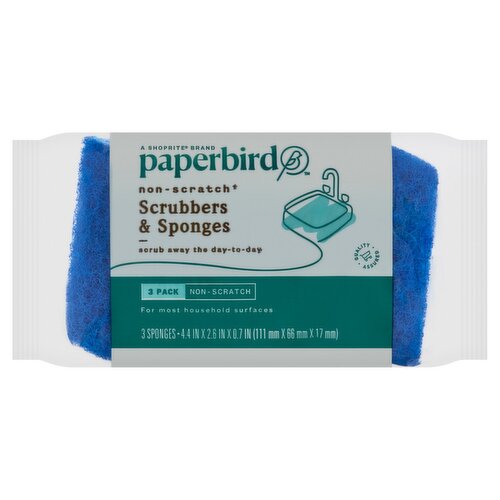 Paperbird Non-Scratch Scrubbers & Sponges, 3 count