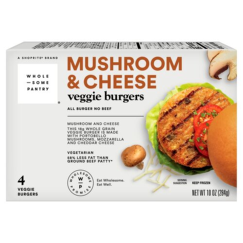 Wholesome Pantry Mushroom & Cheese Veggie Burgers, 4 count, 10 oz