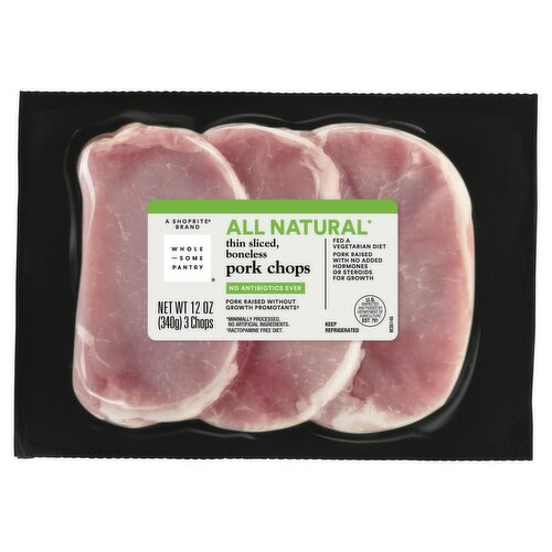 Wholesome Pantry Thin Sliced, Boneless Pork Chops, 3 count, 12 oz