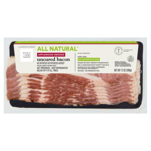 Wholesome Pantry Applewood Smoked Uncured Bacon, 12 oz