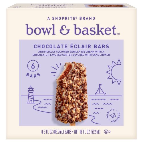 Bowl & Basket Chocolate Éclair Bars, 3 fl oz, 6 count