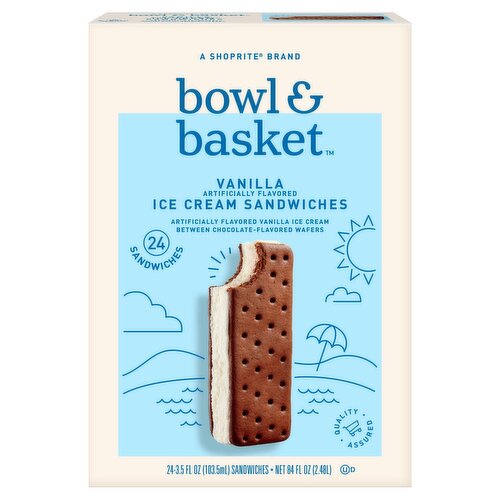 Bowl & Basket Vanilla Ice Cream Sandwiches, 3.5 fl oz, 24 count