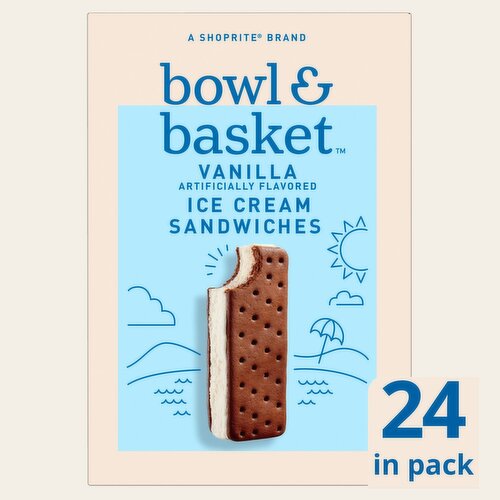 Bowl & Basket Vanilla Ice Cream Sandwiches, 3.5 fl oz, 24 count