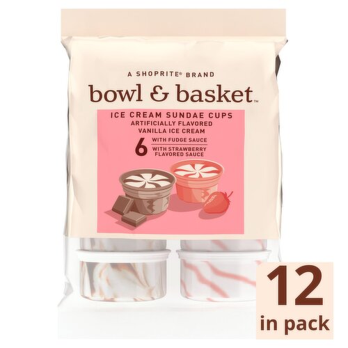 Bowl & Basket Ice Cream Sundae Cups, 3 fl oz, 12 count