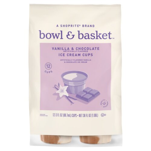 Bowl & Basket Vanilla & Chocolate Ice Cream Cups, 3 fl oz, 12 count