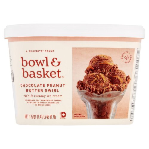 Bowl & Basket Chocolate Peanut Butter Swirl Rich & Creamy Ice Cream, 1.5 qt