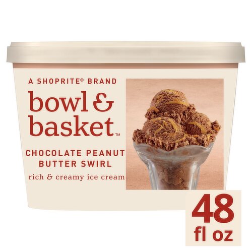 Bowl & Basket Chocolate Peanut Butter Swirl Rich & Creamy Ice Cream, 1.5 qt