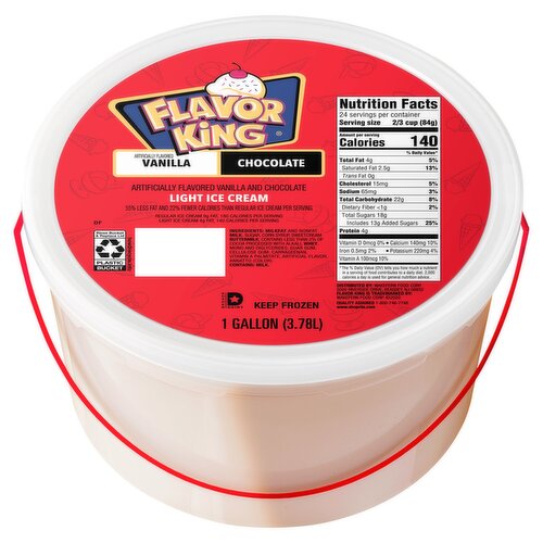 Flavor King Vanilla and Chocolate Light Ice Cream, 1 gallon