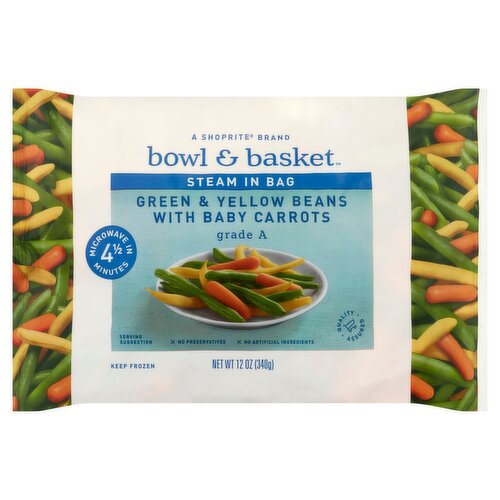 Bowl & Basket Steam in Bag Green & Yellow Beans with Baby Carrots, 12 oz