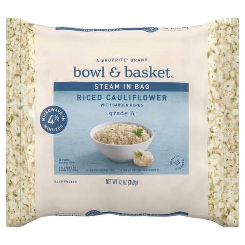 Shoprite Bowl & Basket Steam in Bag Riced Cauliflower with Garden Herbs, 12 oz