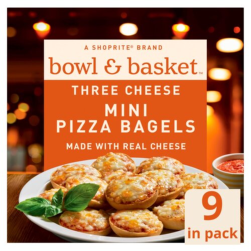 Bowl & Basket Three Cheese Mini Pizza Bagels, 9 count, 7 oz