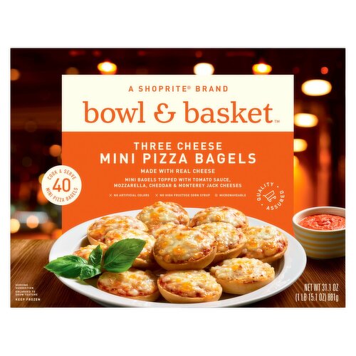 Bowl & Basket Three Cheese Mini Pizza Bagels, 40 count, 31.1 oz