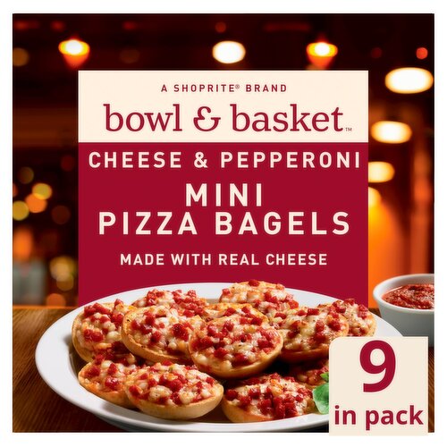 Bowl & Basket Cheese & Pepperoni Mini Pizza Bagels, 9 count, 7 oz