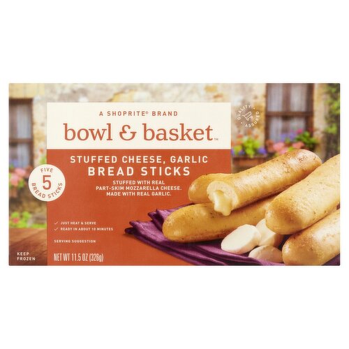 Bowl & Basket Stuffed Cheese, Garlic Bread Sticks, 5 count, 11.5 oz