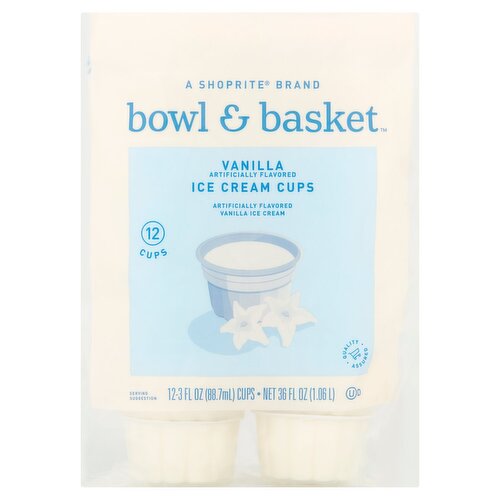 Bowl & Basket Vanilla Ice Cream Cups, 3 fl oz, 12 count