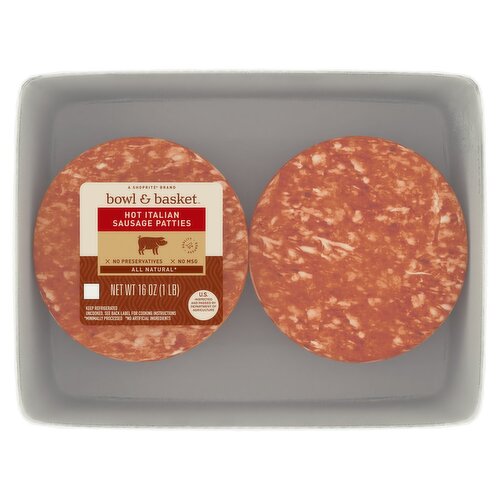 Bowl & Basket Hot Italian Sausage Patties, 16 oz