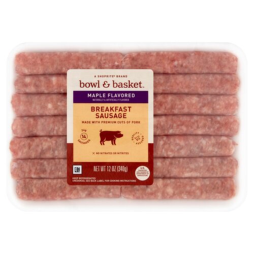 Bowl & Basket Maple Flavored Breakfast Sausage, 14 count, 12 oz