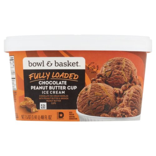 Bowl & Basket Fully Loaded Chocolate Peanut Butter Cup Ice Cream, 1.5 qt