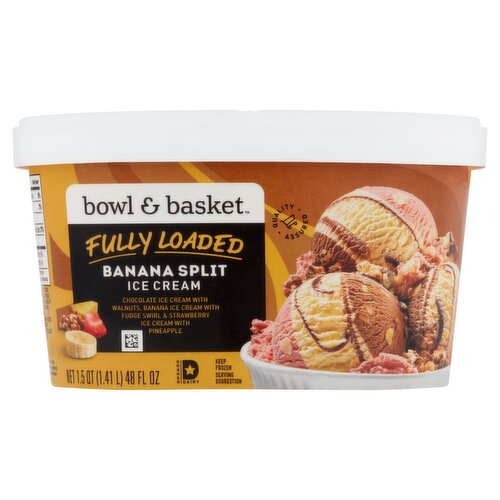 Bowl & Basket Fully Loaded Banana Split Ice Cream, 1.5 qt