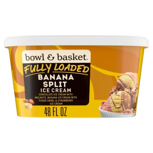 Bowl & Basket Fully Loaded Banana Split Ice Cream, 48 fl oz