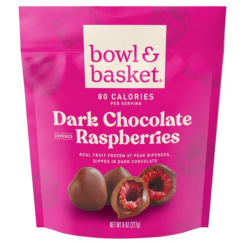 Bowl & Basket Dark Chocolate Covered Raspberries, 8 oz