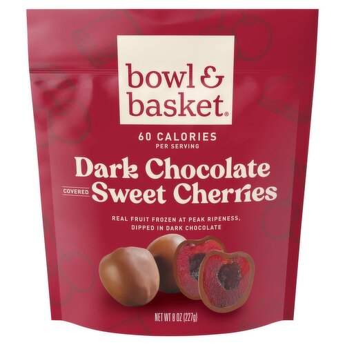 Bowl & Basket Dark Chocolate Covered Sweet Cherries, 8 oz