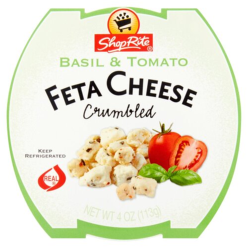 ShopRite Basil & Tomato Crumbled Feta Cheese, 4 oz