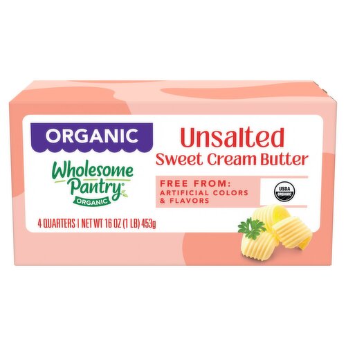 Wholesome Pantry Organic Unsalted Sweet Cream Butter, 4 count, 16 oz