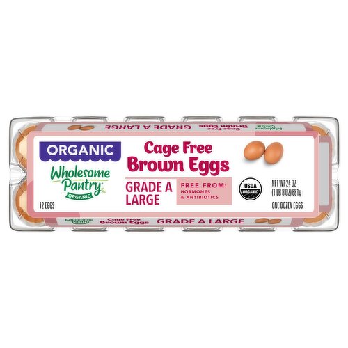 Wholesome Pantry Organic Large Cage Free Brown Eggs, 12 count, 24 oz
