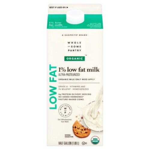 Wholesome Pantry Organic 1% Low Fat Milk, 0.5 gallon