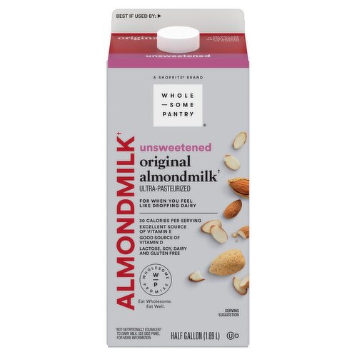 Wholesome Pantry Unsweetened Original Almondmilk, half gallon