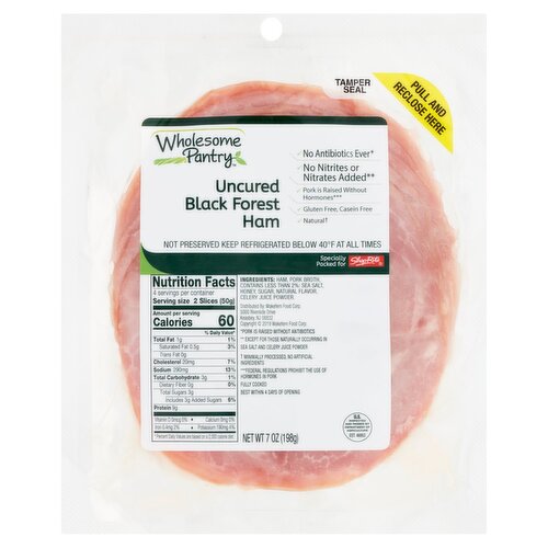 Wholesome Pantry Uncured Black Forest Ham, 7 oz