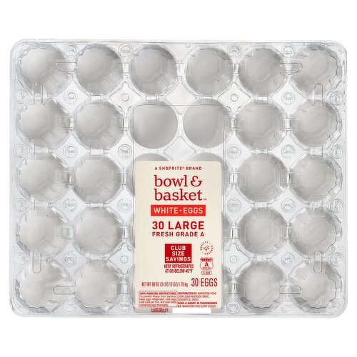 Bowl & Basket Fresh White Eggs, Large, 30 count, 60 oz