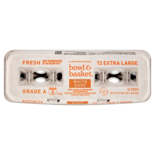 Bowl & Basket Fresh White Eggs, Extra Large, 12 count, 27 oz