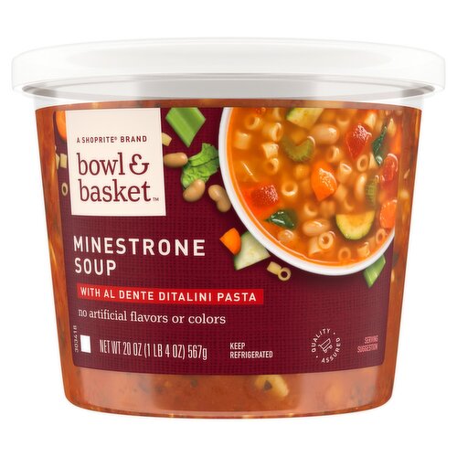 Bowl & Basket Minestrone Soup with Al Dente Ditalini Pasta, 20 oz