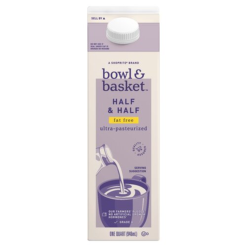 Bowl & Basket Fat Free Half & Half, one quart